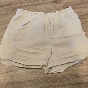 Women's Cream Elastic Waist Shorts